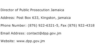 Director of Public Prosecution Jamaica Address Contact Number