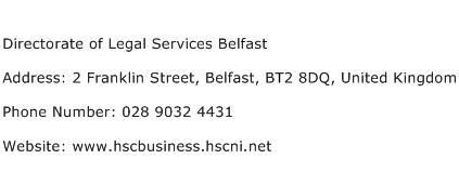 Directorate of Legal Services Belfast Address Contact Number
