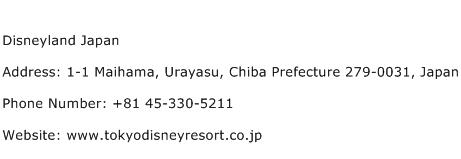 Disneyland Japan Address Contact Number