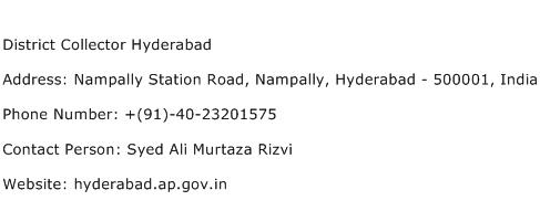 District Collector Hyderabad Address Contact Number