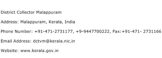 District Collector Malappuram Address Contact Number