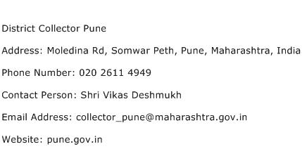 District Collector Pune Address Contact Number