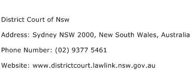 District Court of Nsw Address Contact Number