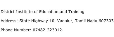 District Institute of Education and Training Address Contact Number