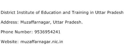 District Institute of Education and Training in Uttar Pradesh Address Contact Number