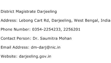 District Magistrate Darjeeling Address Contact Number