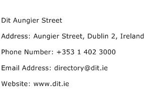 Dit Aungier Street Address Contact Number