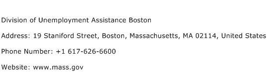 Division of Unemployment Assistance Boston Address, Contact Number of Division of Unemployment ...