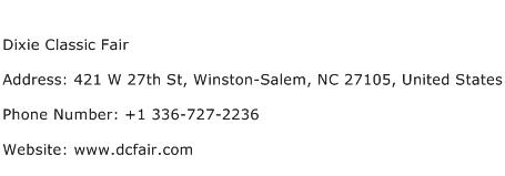Dixie Classic Fair Address Contact Number