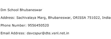 Dm School Bhubaneswar Address Contact Number
