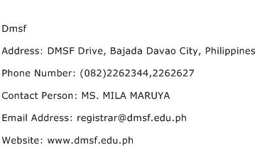Dmsf Address Contact Number