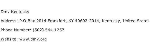 Dmv Kentucky Address Contact Number