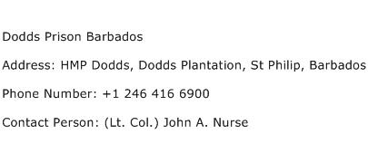 Dodds Prison Barbados Address Contact Number