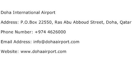 Doha International Airport Address Contact Number