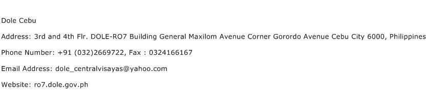 Dole Cebu Address Contact Number