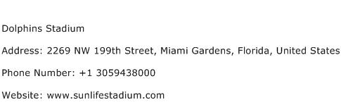 Dolphins Stadium Address Contact Number