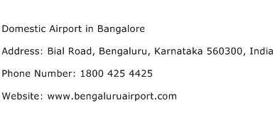Domestic Airport in Bangalore Address Contact Number