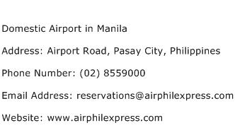 Domestic Airport in Manila Address Contact Number
