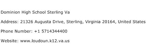 Dominion High School Sterling Va Address Contact Number