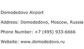 Domodedovo Airport Address Contact Number