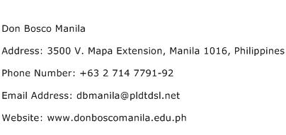 Don Bosco Manila Address Contact Number