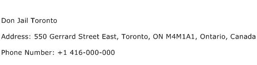 Don Jail Toronto Address Contact Number
