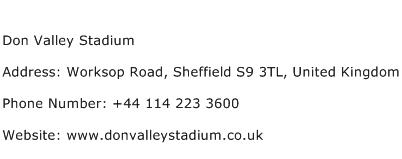 Don Valley Stadium Address Contact Number