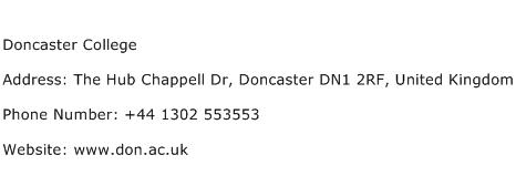 Doncaster College Address Contact Number