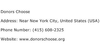 Donors Choose Address Contact Number