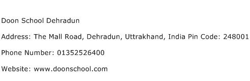 Doon School Dehradun Address Contact Number