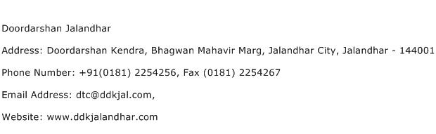 Doordarshan Jalandhar Address Contact Number
