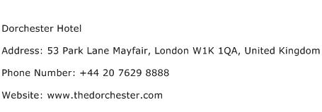 Dorchester Hotel Address Contact Number