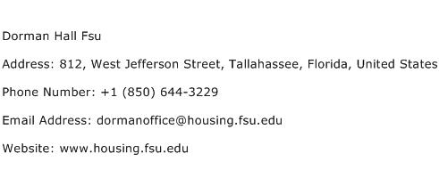 Dorman Hall Fsu Address Contact Number