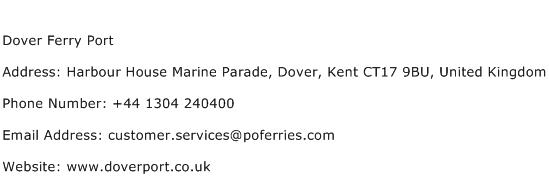 Dover Ferry Port Address Contact Number