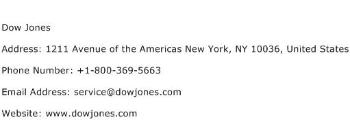 Dow Jones Address Contact Number