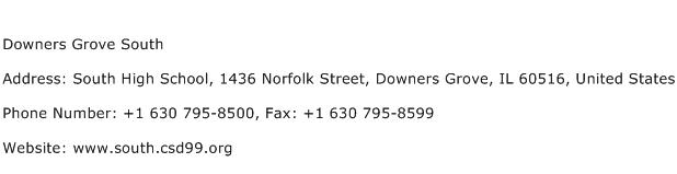 Downers Grove South Address Contact Number