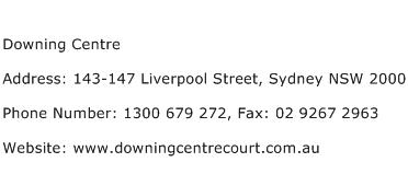 Downing Centre Address Contact Number