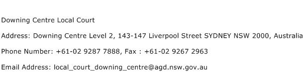 Downing Centre Local Court Address Contact Number