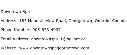 Downtown Spa Address Contact Number
