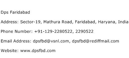 Dps Faridabad Address Contact Number