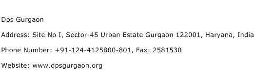 Dps Gurgaon Address Contact Number