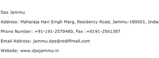 Dps Jammu Address Contact Number