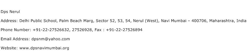 Dps Nerul Address Contact Number