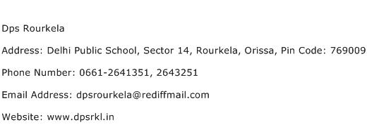 Dps Rourkela Address Contact Number