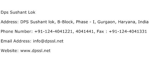 Dps Sushant Lok Address Contact Number