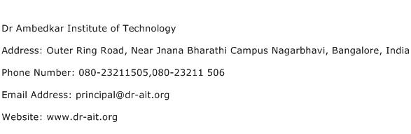Dr Ambedkar Institute of Technology Address Contact Number