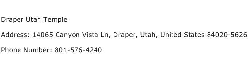 Draper Utah Temple Address Contact Number