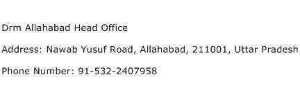 Drm Allahabad Head Office Address Contact Number