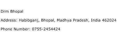 Drm Bhopal Address Contact Number