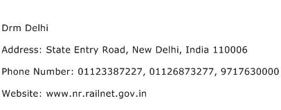 Drm Delhi Address Contact Number